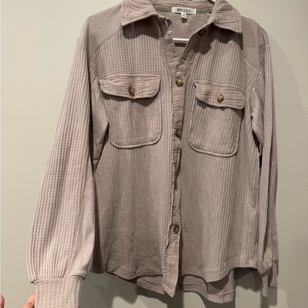 Briggs New York Taupe Waffle Knit Top